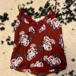Socialite Burgundy Floral Feminine Camisole